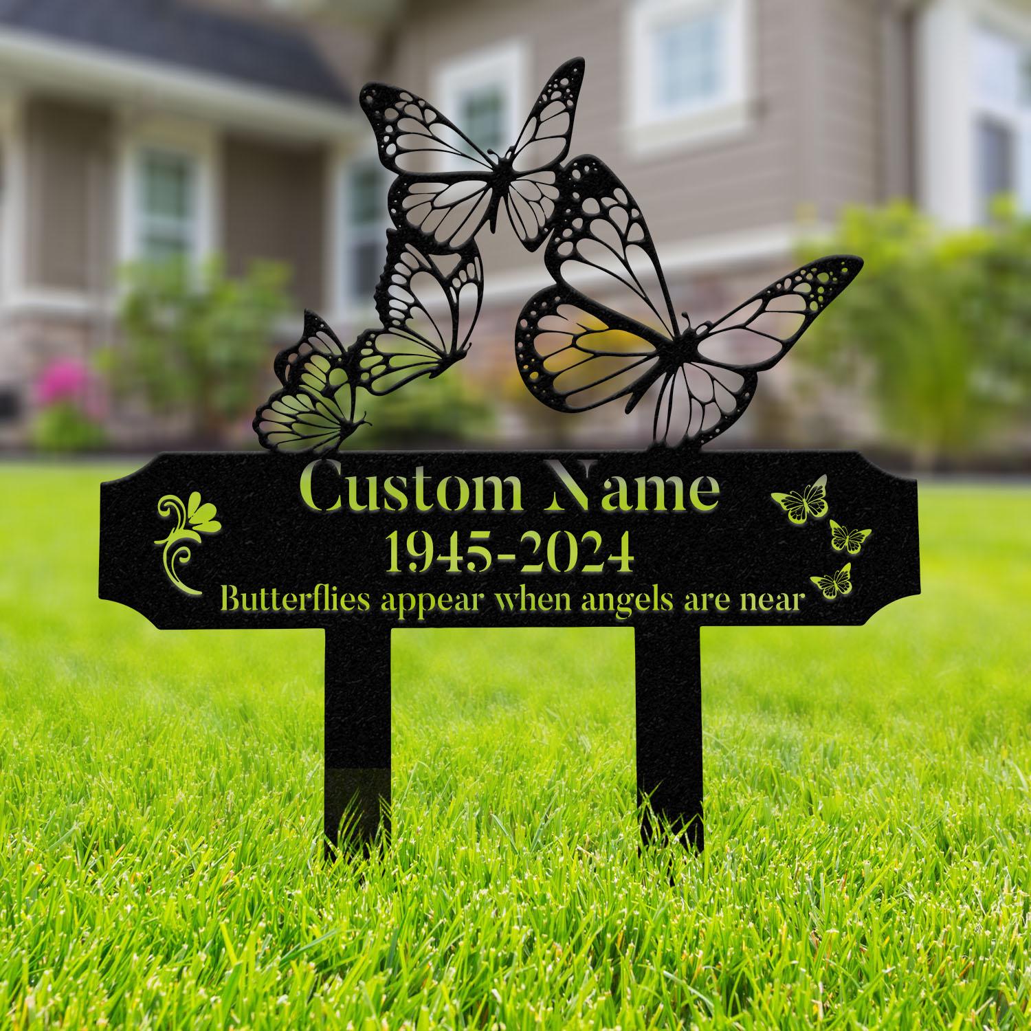 Personalized Butterfly Memorial Plaque Stake, Memorial Gifts for Loss of Mother, Memorial Sign, In Loving Memory Gift, Gift Loss Of Father