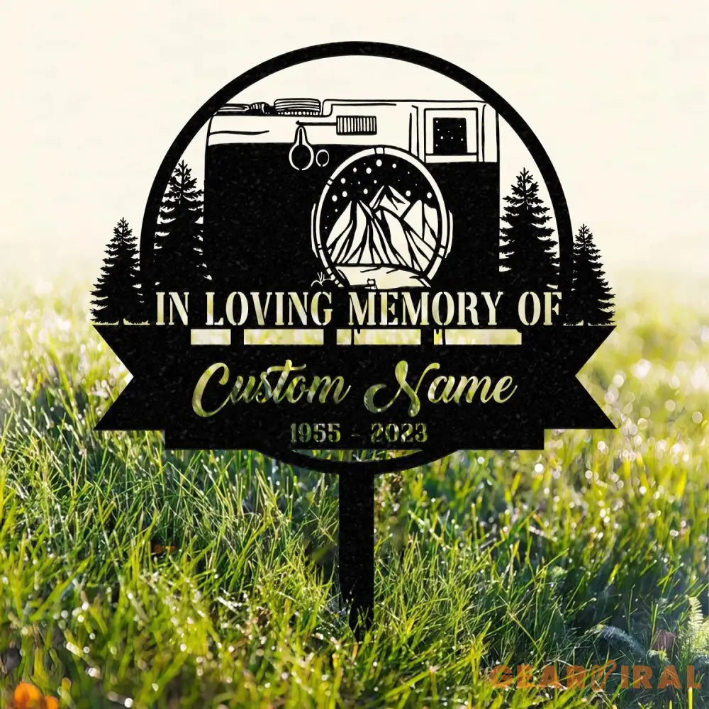 Personalized Camera Photographer Memorial Stake Metal Stake Sympathy Sign Grave Marker Remembrance Stake