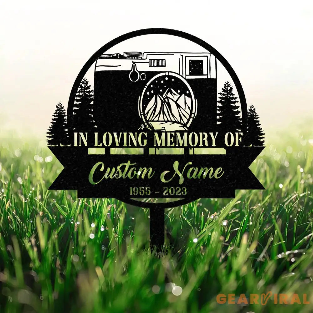 Personalized Camera Photographer Memorial Stake Metal Stake Sympathy Sign Grave Marker Remembrance Stake