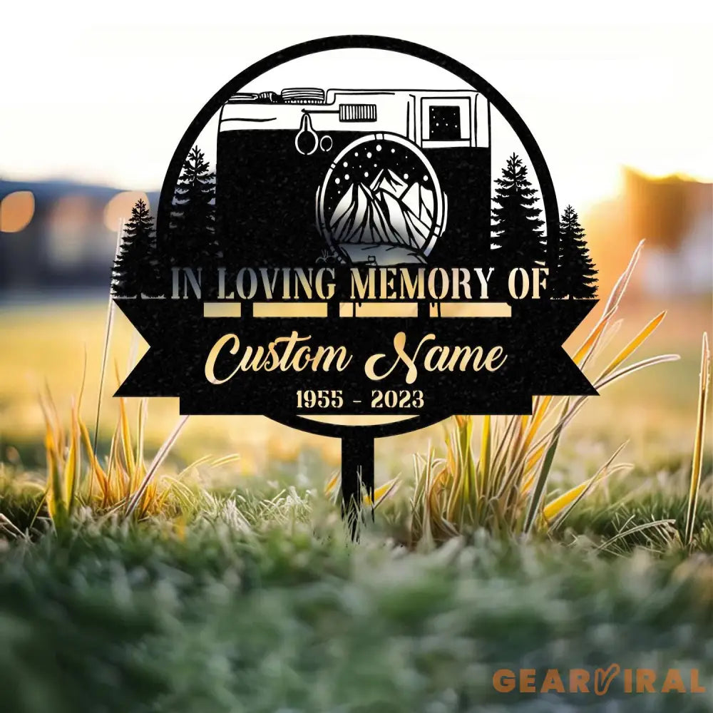 Personalized Camera Photographer Memorial Stake Metal Stake Sympathy Sign Grave Marker Remembrance Stake
