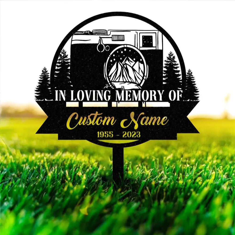 Personalized Camera Photographer Memorial Stake Metal Stake Sympathy Sign Grave Marker Remembrance Stake