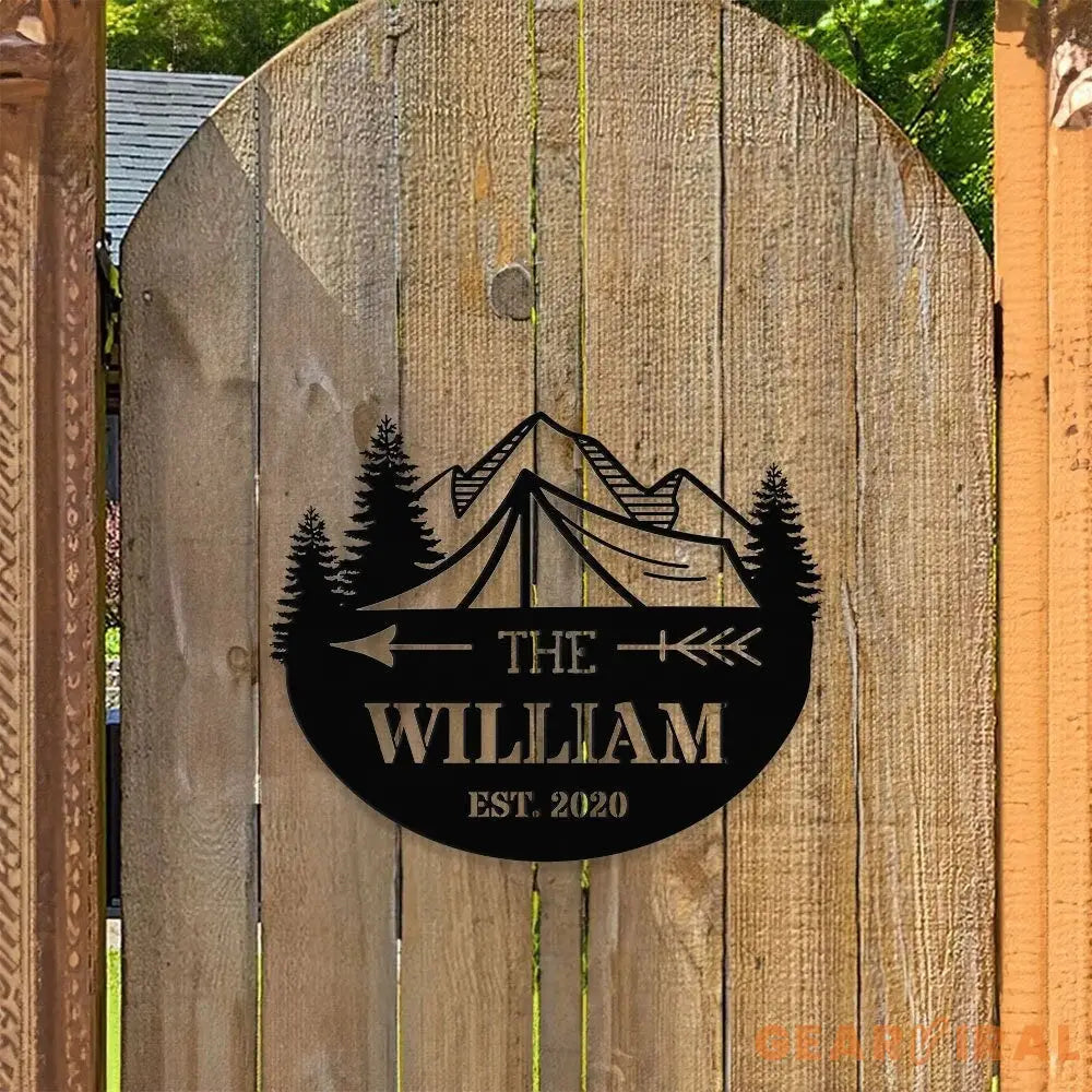 Personalized Camping LED Wall Sign Metal Sign - Last Name Initial Hanging - Personalize Camping Metal Sign - Camping