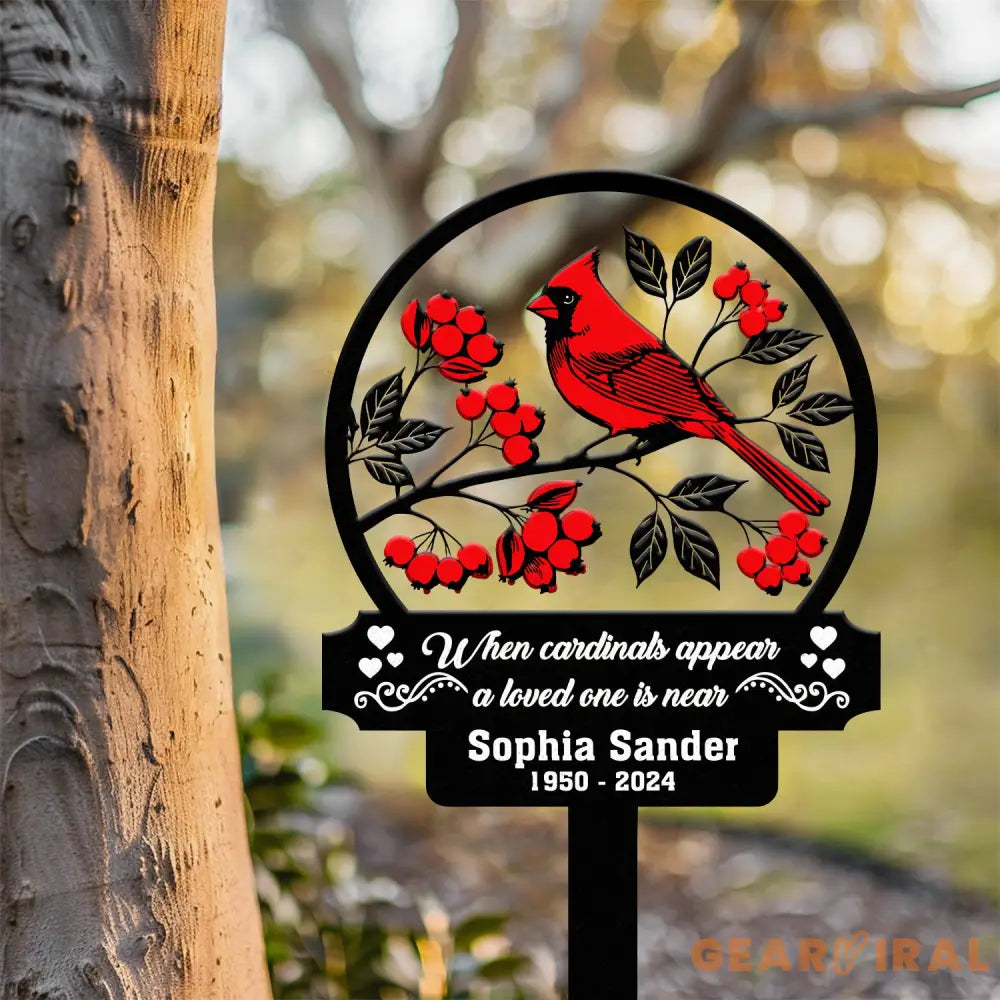 Personalized Cardinal Memorial Plaque with Stake In Loving Memory Sign Memorial Gift for Loss of Mother or Father