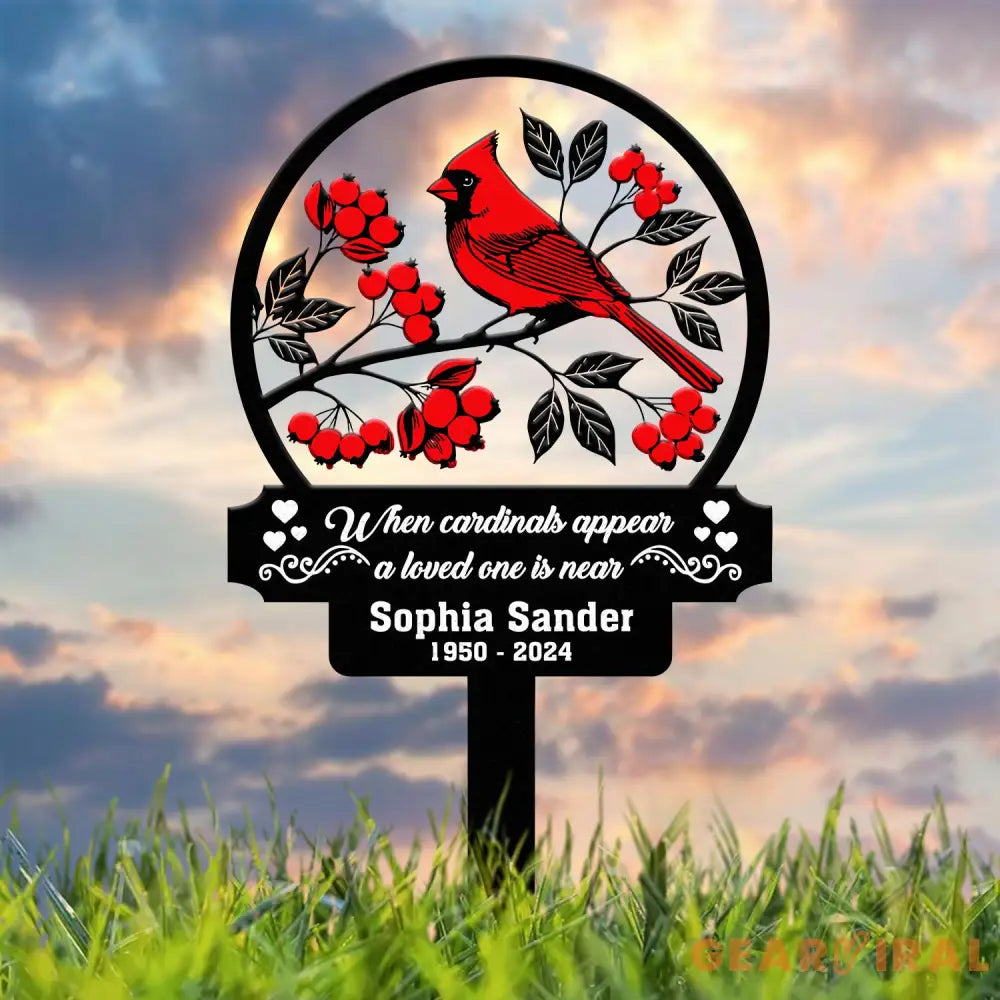 Personalized Cardinal Memorial Plaque with Stake In Loving Memory Sign Memorial Gift for Loss of Mother or Father
