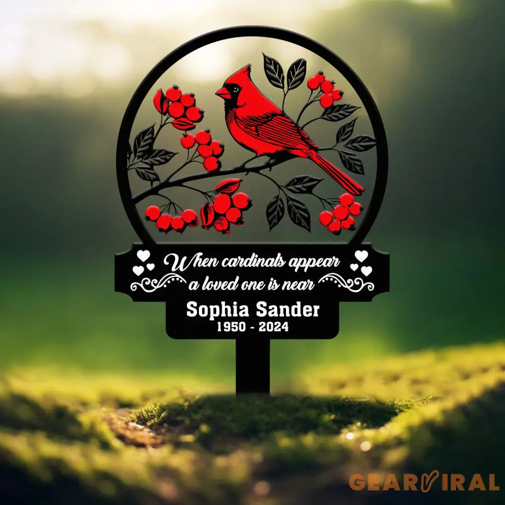 Personalized Cardinal Memorial Plaque with Stake In Loving Memory Sign Memorial Gift for Loss of Mother or Father