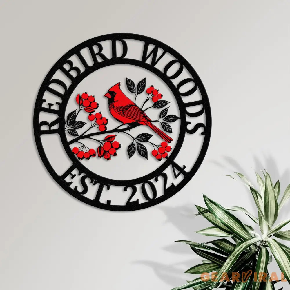 Personalized Cardinal On A Branch Metal Sign Custom Cardinal Bird Decor Outdoor Garden Sign Family Name Wall Decor