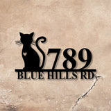 Personalized Cat Address Sign, Custom Address Sign, Cat Lover Gift, House Warming Gift - Gearviral