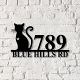 Personalized Cat Address Sign, Custom Address Sign, Cat Lover Gift, House Warming Gift - Gearviral