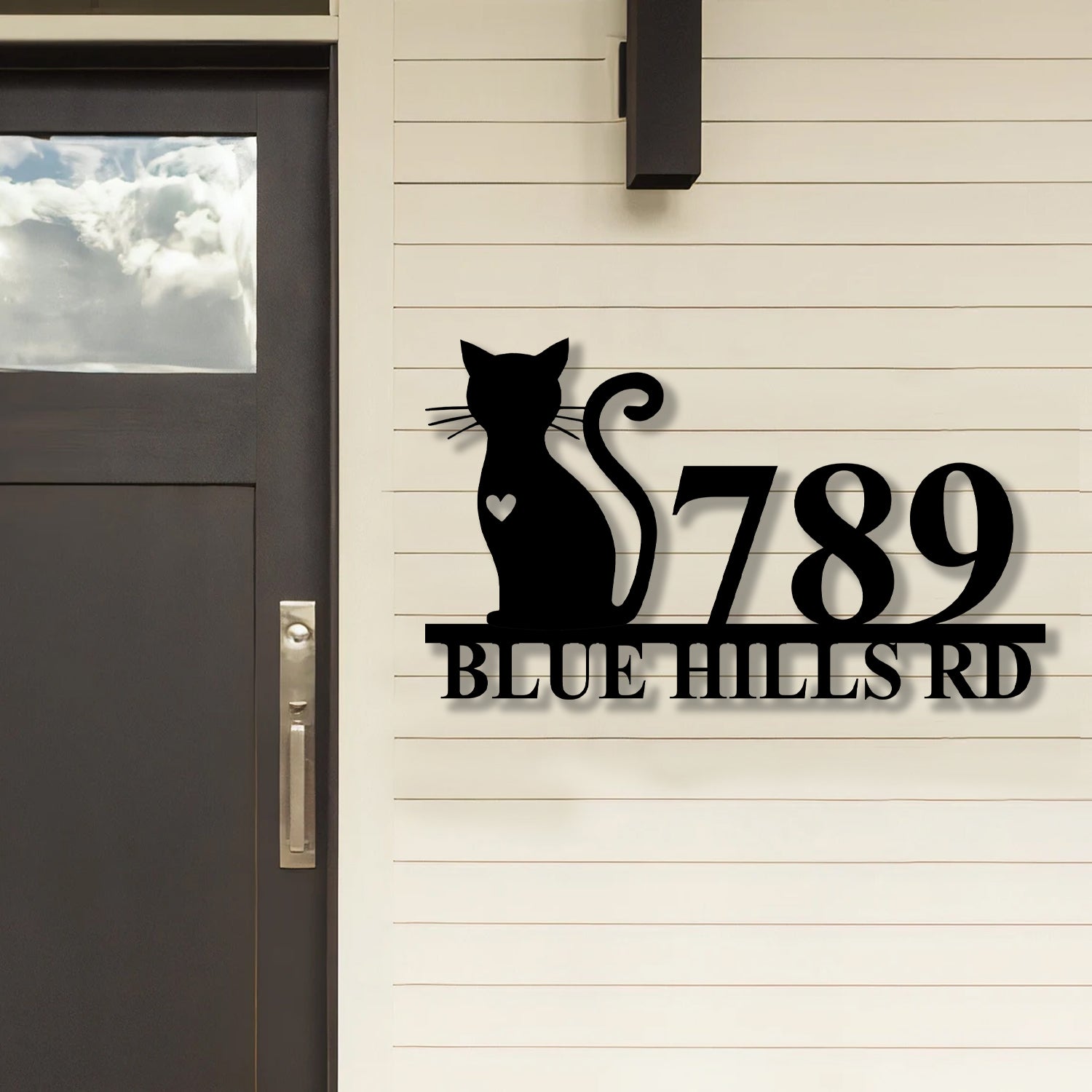 Personalized Cat Address Sign, Custom Address Sign, Cat Lover Gift, House Warming Gift - Gearviral