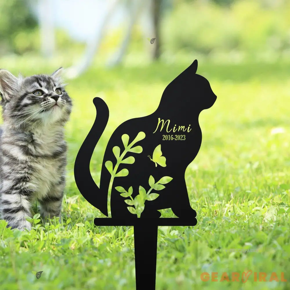 Personalized Cat Memorial Stake - Metal Stake - Cat Loss - Sympathy Sign | GearViral