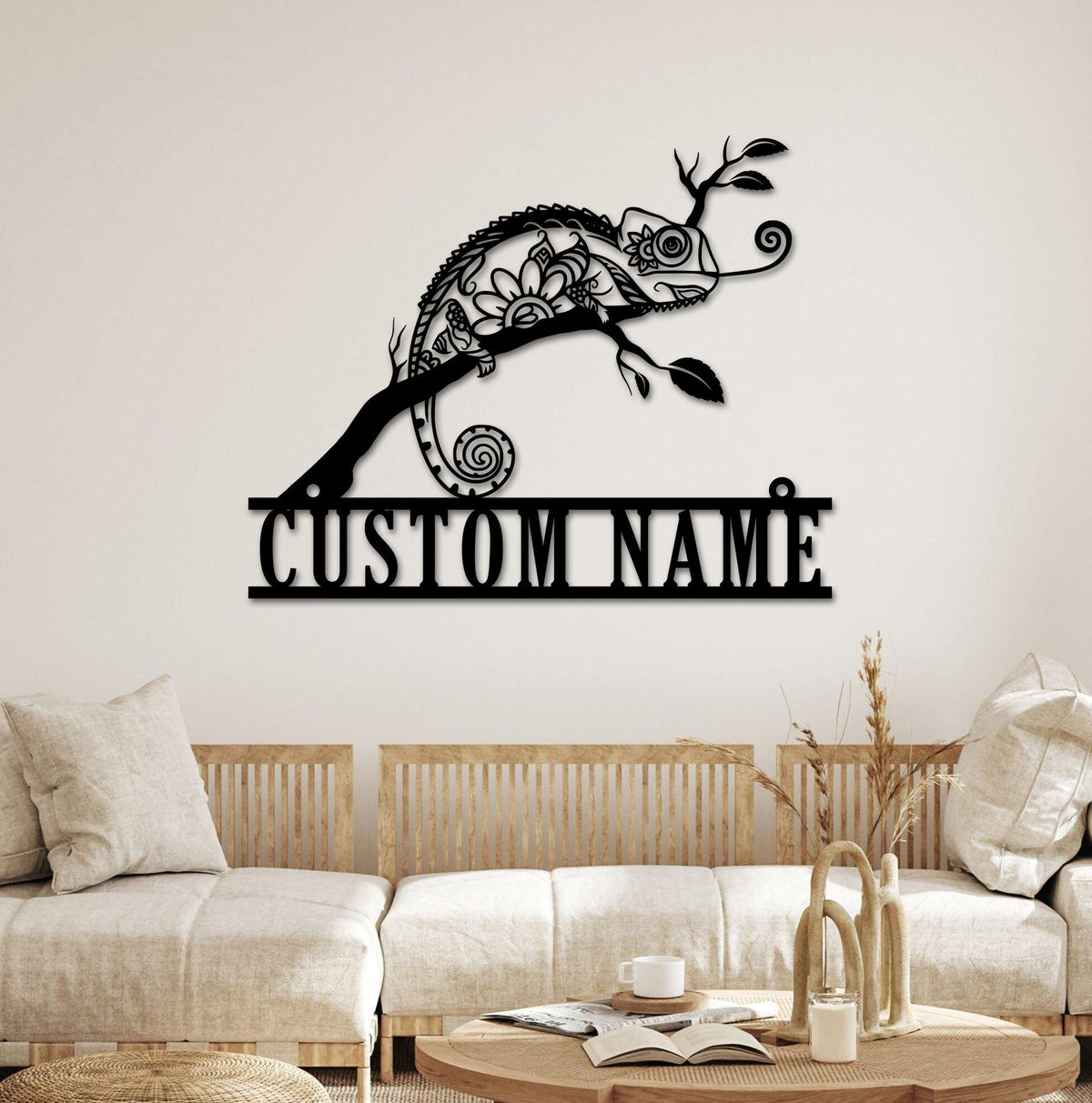 Personalized Chameleon Name Sign Home Decor Custom Chameleon Metal Wall Art LED Light Boy Girl Nursery Decoration Housewarming Birthday Gift | GearViral