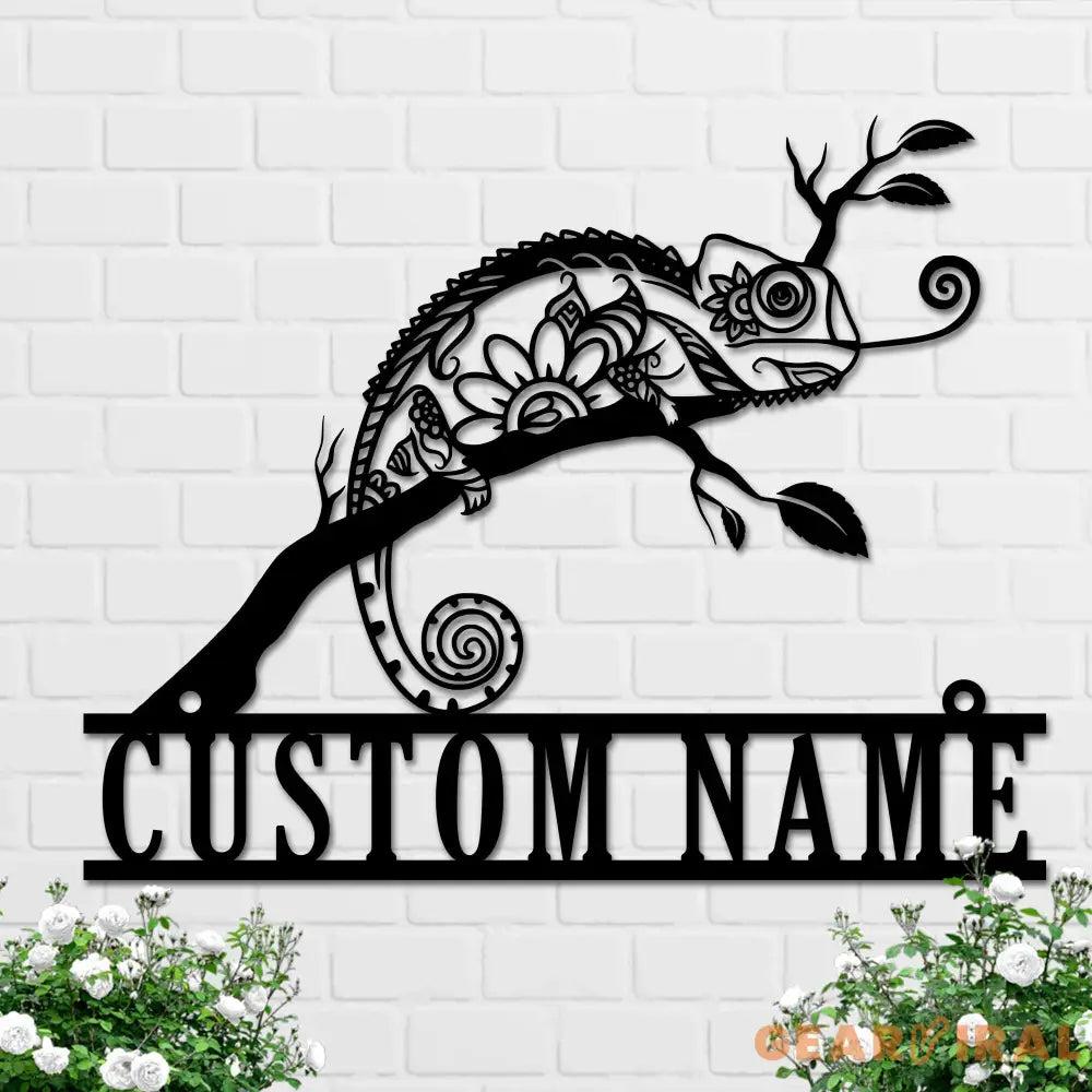 Personalized Chameleon Name Sign Home Decor Custom Chameleon Metal Wall Art LED Light Boy Girl Nursery Decoration