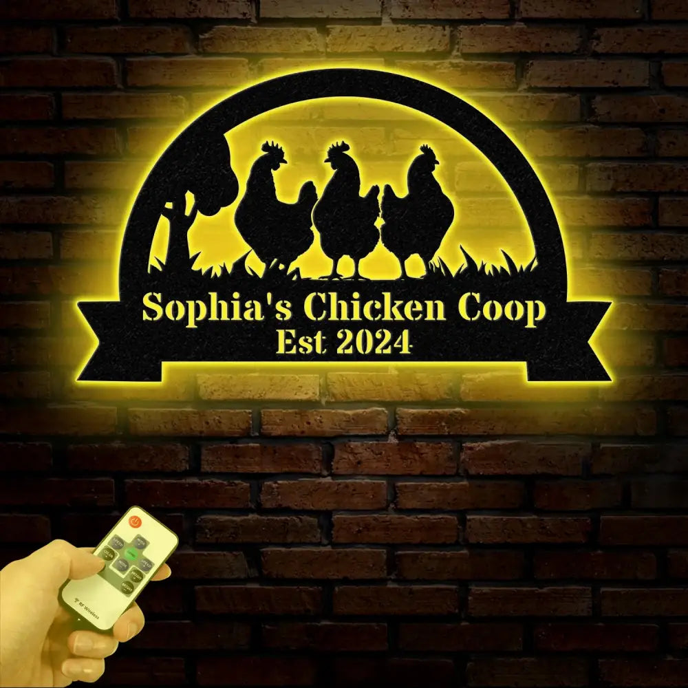 Personalized Chicken Coop Sign with Led Light Hen House Coop Sign Farm Metal Sign Metal Chicken Coop Sign Custom