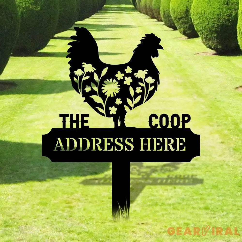 Personalized Chicken Home Farm Metal Sign - Personalize Chicken Yard Sign - Metal Stake Chicken Sign - Garden Decor