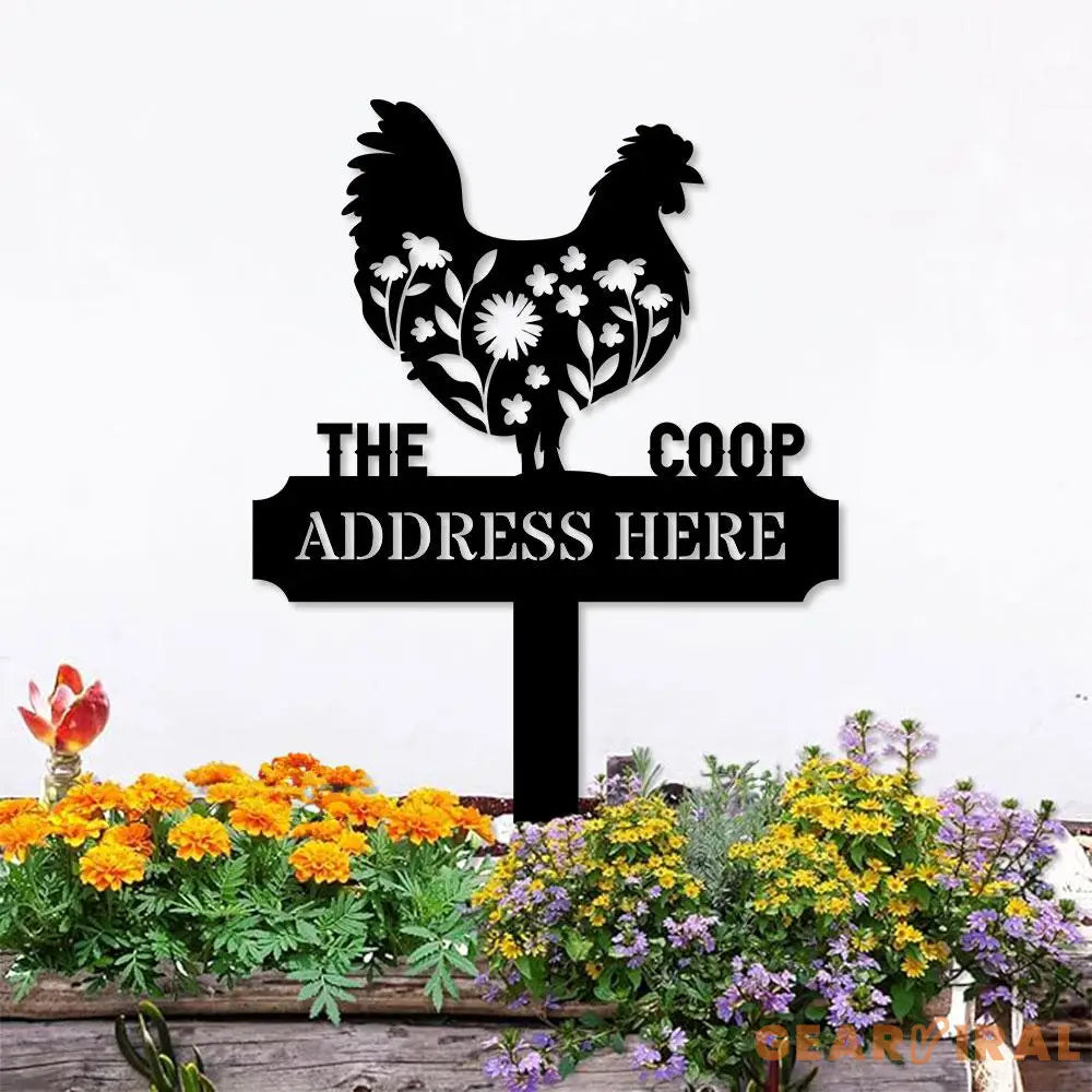 Personalized Chicken Home Farm Metal Sign - Personalize Chicken Yard Sign - Metal Stake Chicken Sign - Garden Decor