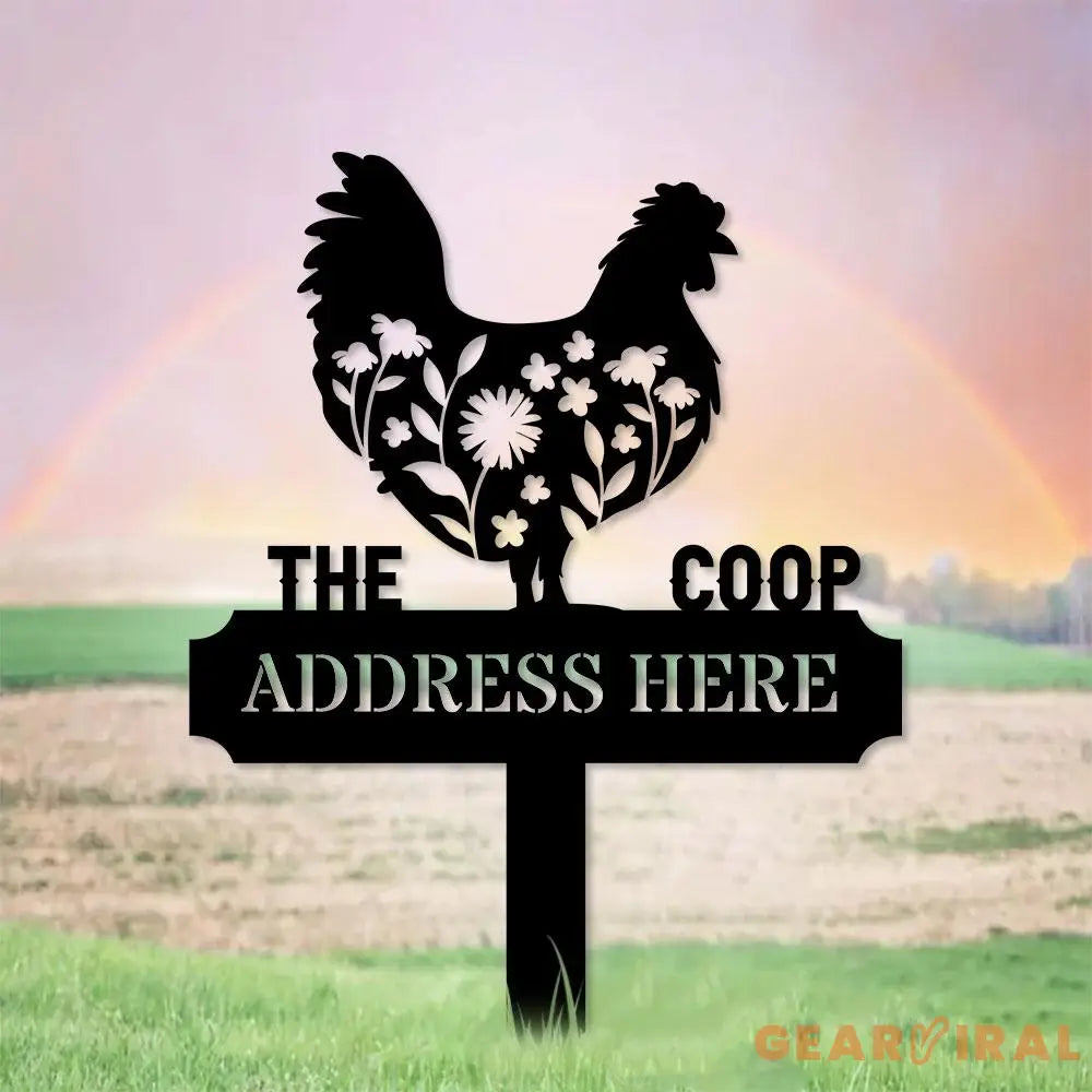 Personalized Chicken Home Farm Metal Sign - Personalize Chicken Yard Sign - Metal Stake Chicken Sign - Garden Decor