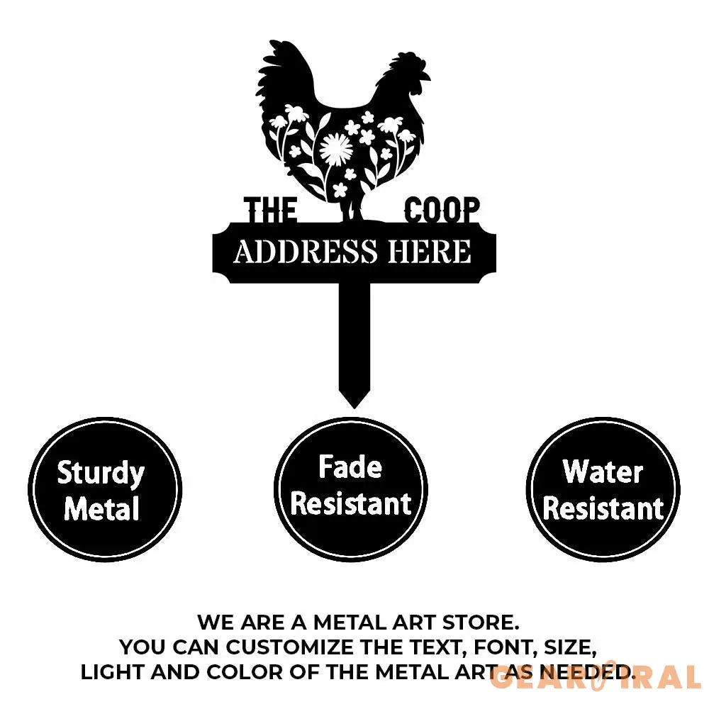 Personalized Chicken Home Farm Metal Sign - Personalize Chicken Yard Sign - Metal Stake Chicken Sign - Garden Decor