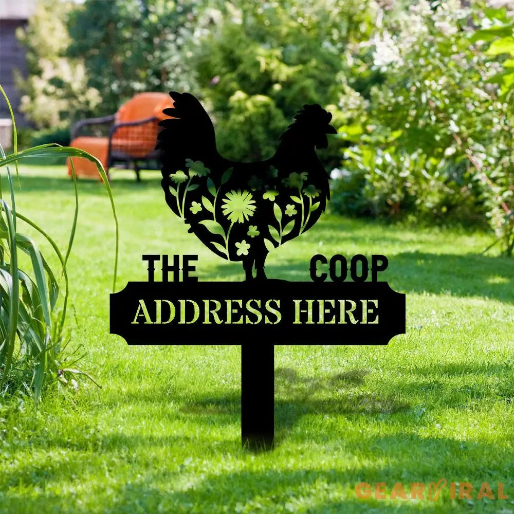 Personalized Chicken Home Farm Metal Sign - Personalize Chicken Yard Sign - Metal Stake Chicken Sign - Garden Decor