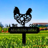 Personalized Chicken Home Farm Metal Sign - Personalize Chicken Yard Sign - Metal Stake Chicken Sign - Garden Decor
