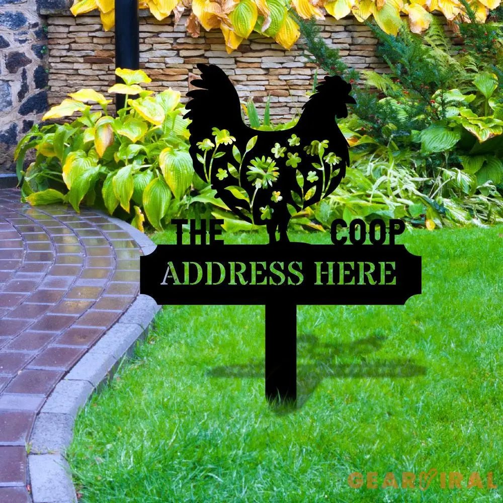 Personalized Chicken Home Farm Metal Sign - Personalize Chicken Yard Sign - Metal Stake Chicken Sign - Garden Decor