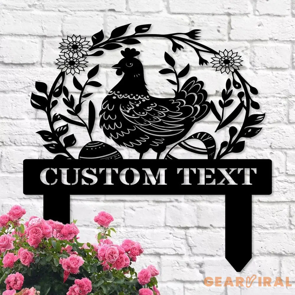 Personalized Chicken Home Farm Metal Stake Custom Sign - Personalize Chicken Yard Sign - Metal Chicken Sign - Garden
