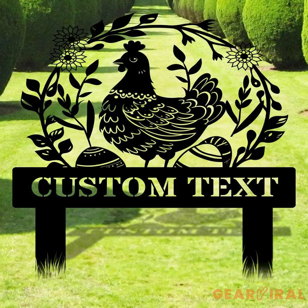 Personalized Chicken Home Farm Metal Stake Custom Sign - Personalize Chicken Yard Sign - Metal Chicken Sign - Garden