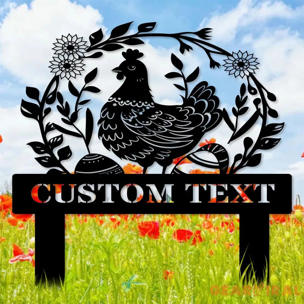 Personalized Chicken Home Farm Metal Stake Custom Sign - Personalize Chicken Yard Sign - Metal Chicken Sign - Garden