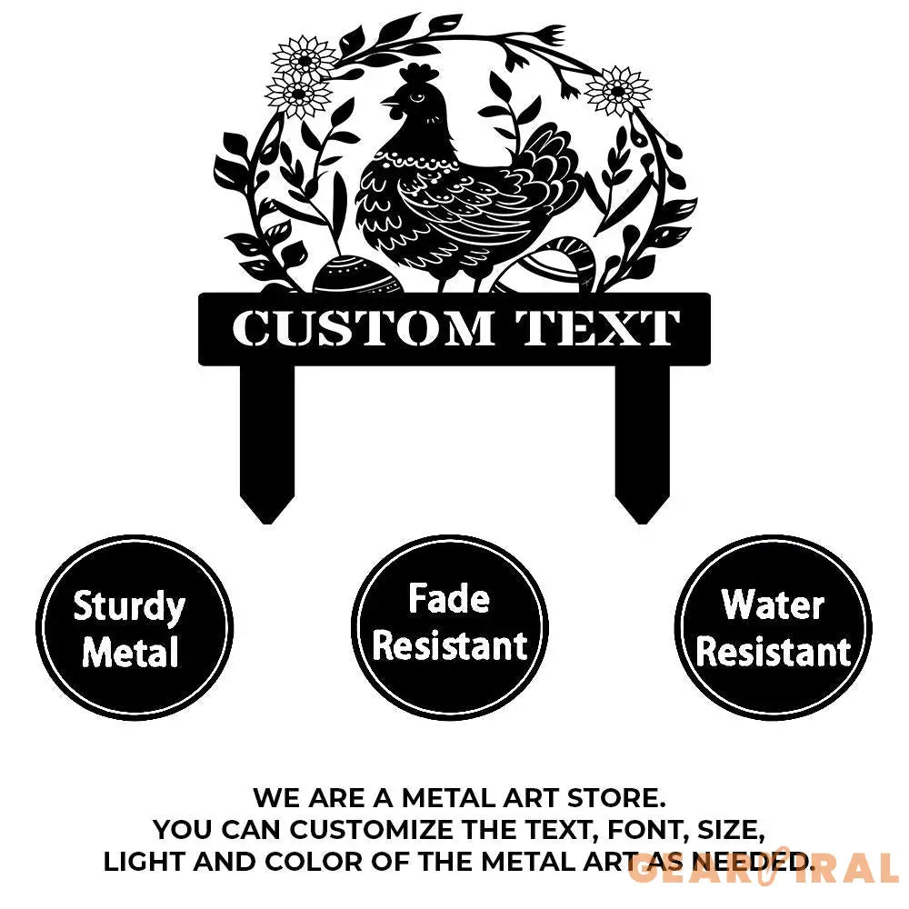 Personalized Chicken Home Farm Metal Stake Custom Sign - Personalize Chicken Yard Sign - Metal Chicken Sign - Garden