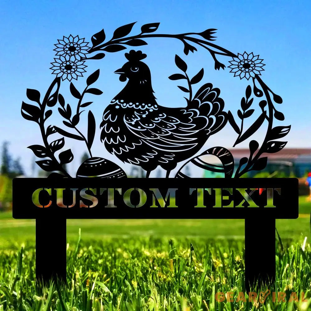 Personalized Chicken Home Farm Metal Stake Custom Sign - Personalize Chicken Yard Sign - Metal Chicken Sign - Garden
