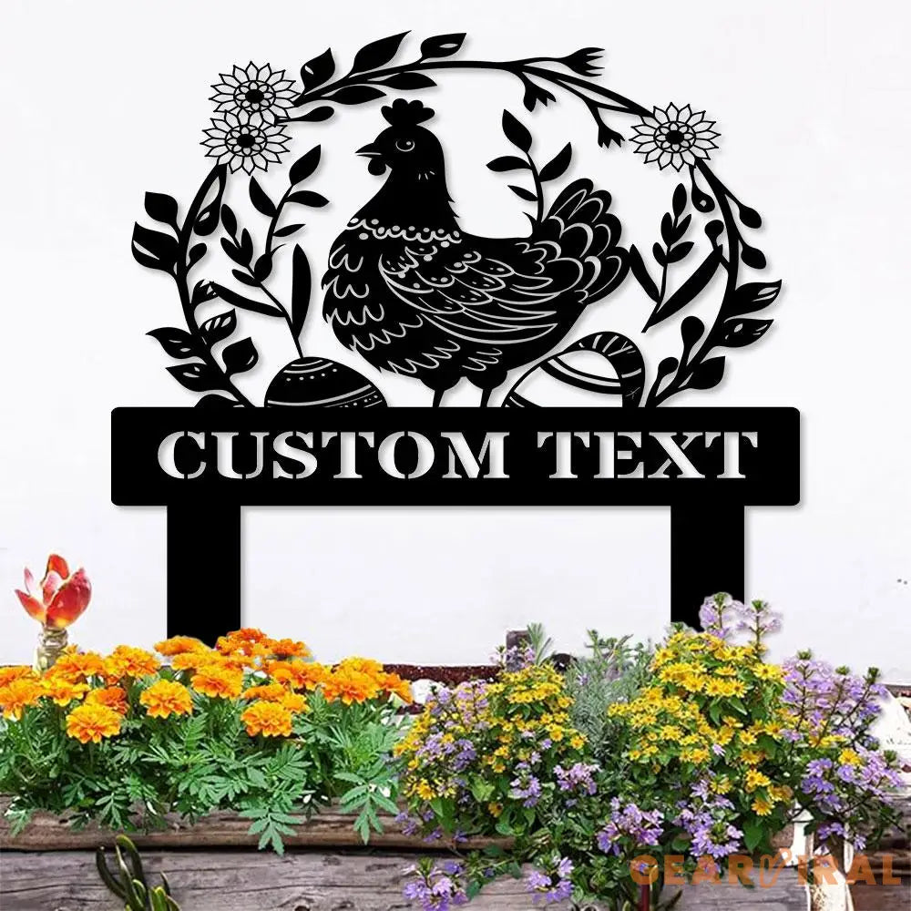 Personalized Chicken Home Farm Metal Stake Custom Sign - Personalize Chicken Yard Sign - Metal Chicken Sign - Garden