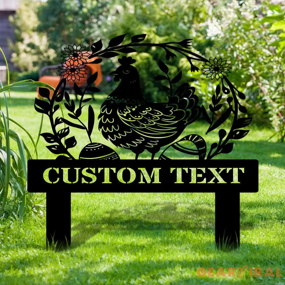 Personalized Chicken Home Farm Metal Stake Custom Sign - Personalize Chicken Yard Sign - Metal Chicken Sign - Garden