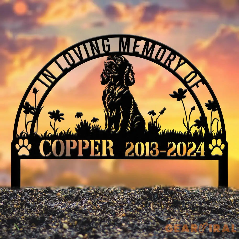 Personalized Cocker Spaniel Dog Memorial Stake - Metal Pet Grave Marker Sympathy Sign Remembrance Stake Custom Pet