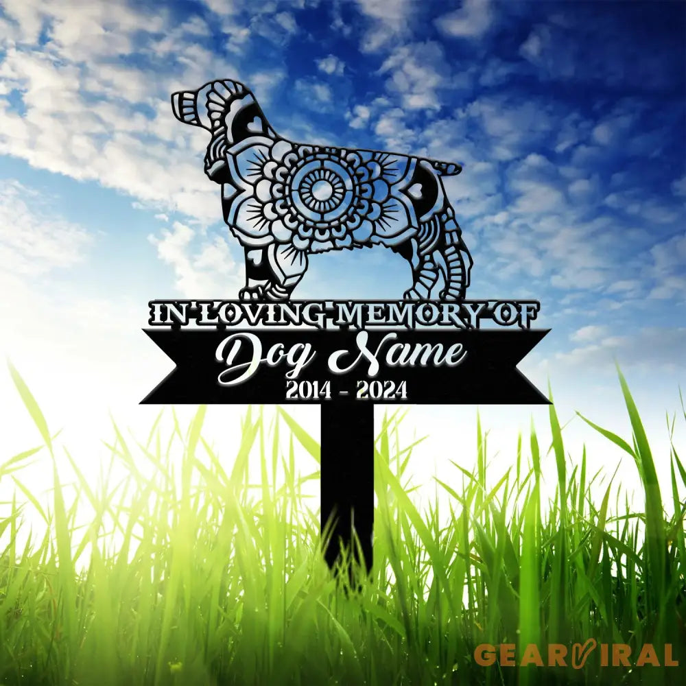 Personalized Cocker Spaniel Mandala Garden Stake Zentangle Yard Art Dog Memorial Sign Outdoor Decor Pet Loss Sympathy