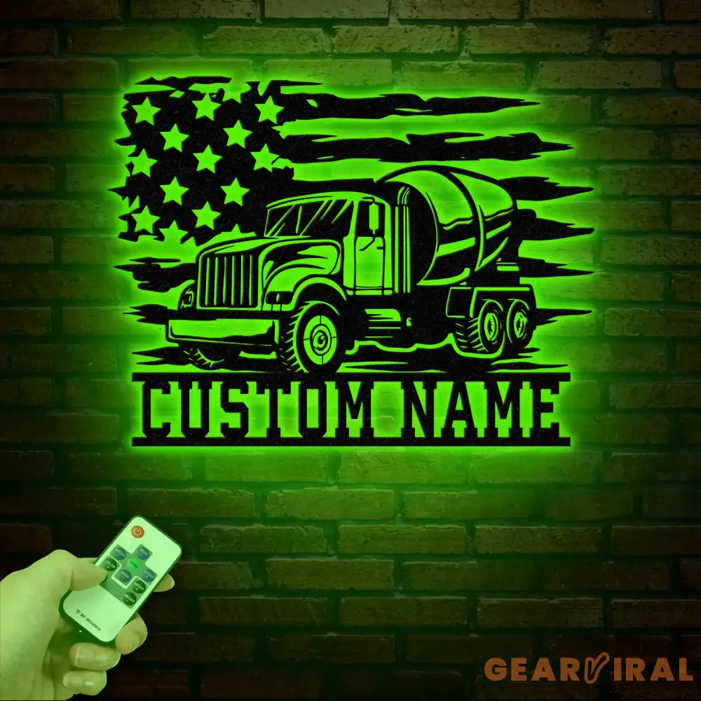 Personalized Concrete Mixer Metal Sign with Led Light – Custom Cement Truck Wall Art – Construction Worker or Trucker