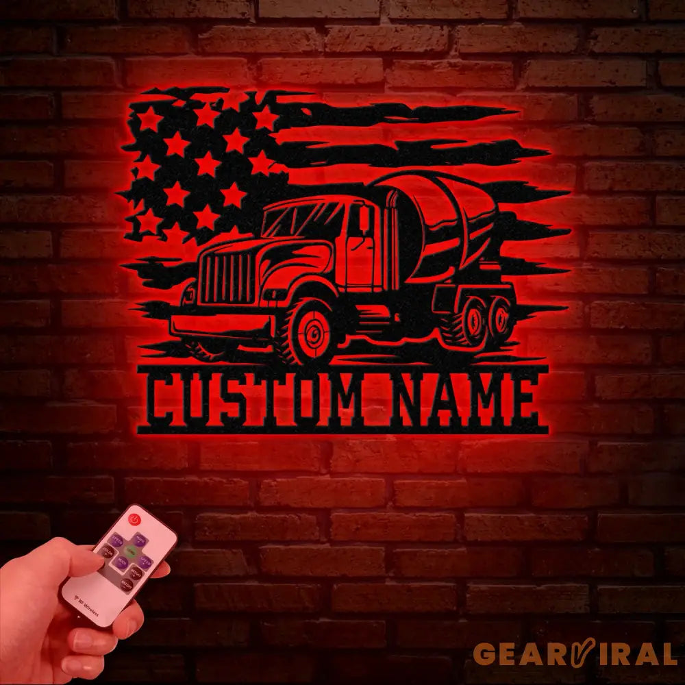 Personalized Concrete Mixer Metal Sign with Led Light – Custom Cement Truck Wall Art – Construction Worker or Trucker
