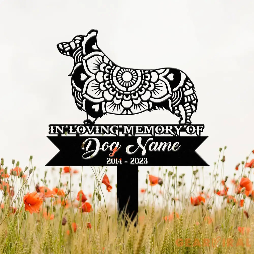 Personalized Corgi Mandala Garden Stake Zentangle Yard Art Dog Memorial Sign Outdoor Decor Pet Loss Sympathy Gift Corgi