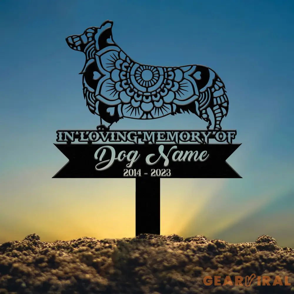 Personalized Corgi Mandala Garden Stake Zentangle Yard Art Dog Memorial Sign Outdoor Decor Pet Loss Sympathy Gift Corgi