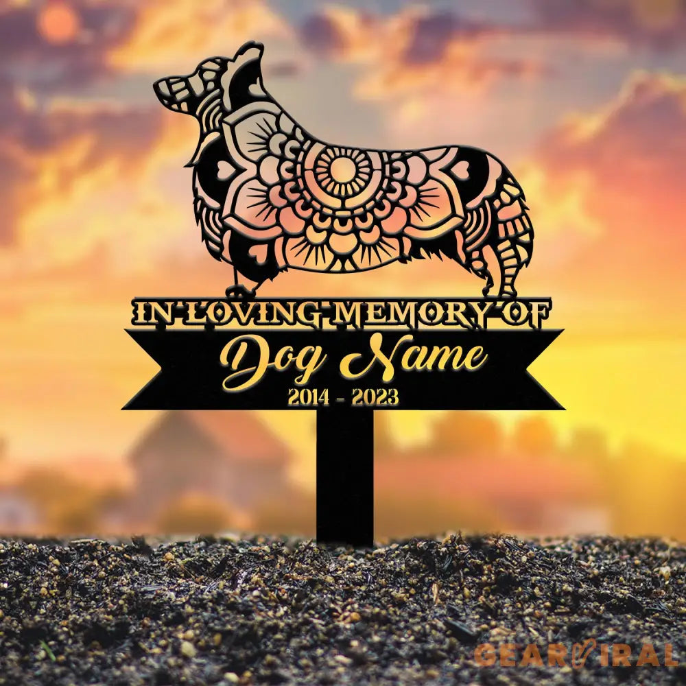 Personalized Corgi Mandala Garden Stake Zentangle Yard Art Dog Memorial Sign Outdoor Decor Pet Loss Sympathy Gift Corgi