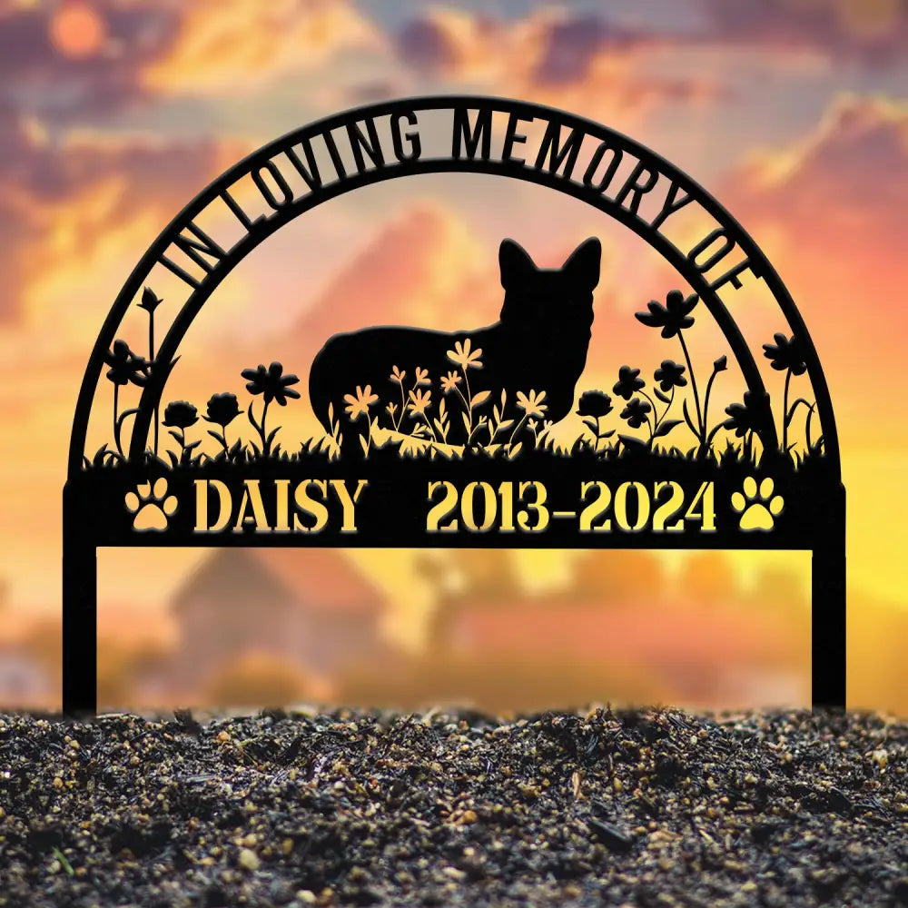 Personalized Corgi Memorial Stake Sign - Pet Grave Marker with Stake Corgi Gift Pet Loss Sympathy Sign Remembrance