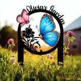 Personalized Couple Butterfly Metal Garden Stake Sign Custom Name Metal Garden Decor Yard Art Custom Metal Garden Art