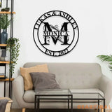 Personalized Couple Family Name Metal Sign - Last Name Initial Hanging - Personalize Metal Sign - Metal Decor - Wall