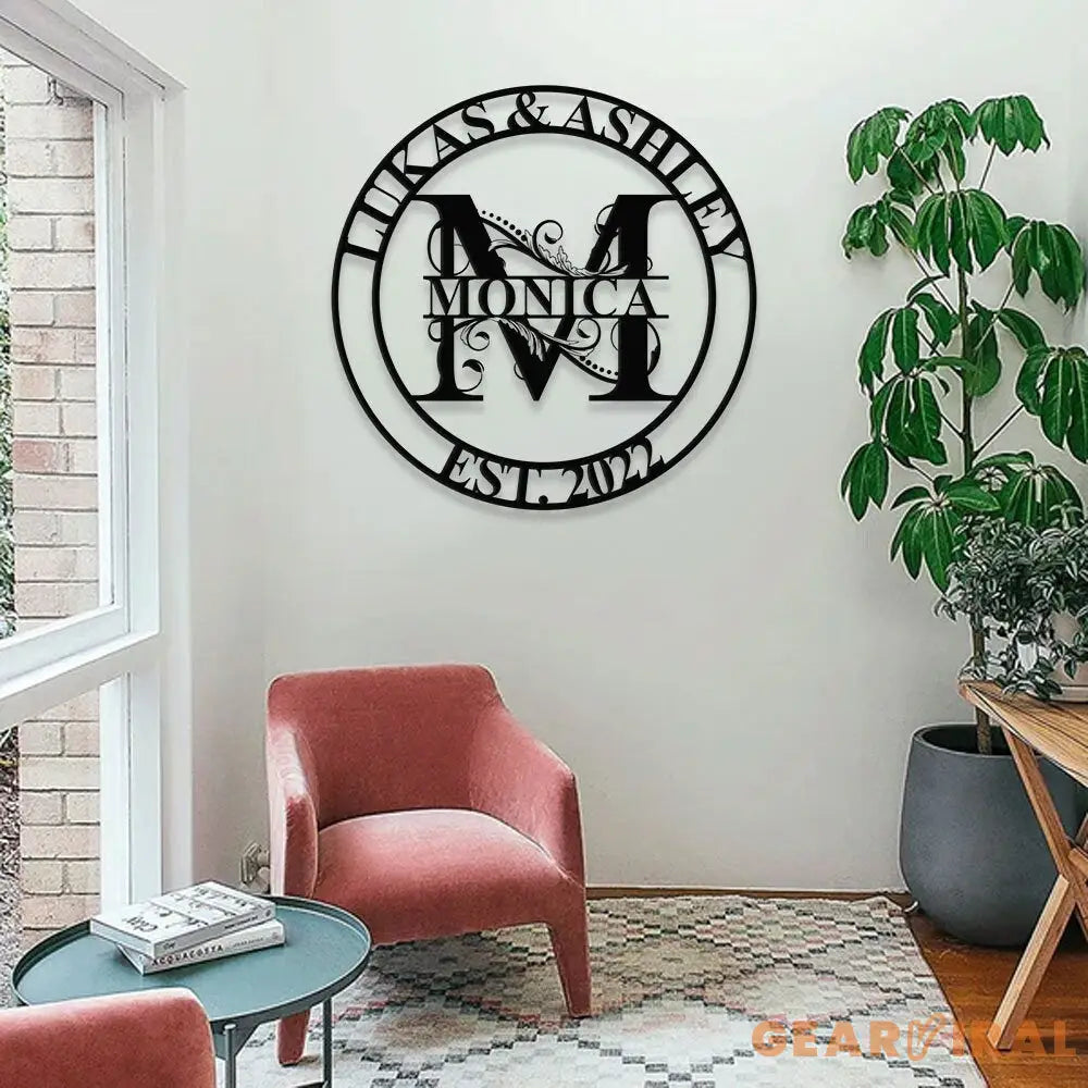 Personalized Couple Family Name Metal Sign - Last Name Initial Hanging - Personalize Metal Sign - Metal Decor - Wall