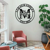 Personalized Couple Family Name Metal Sign - Last Name Initial Hanging - Personalize Metal Sign - Metal Decor - Wall