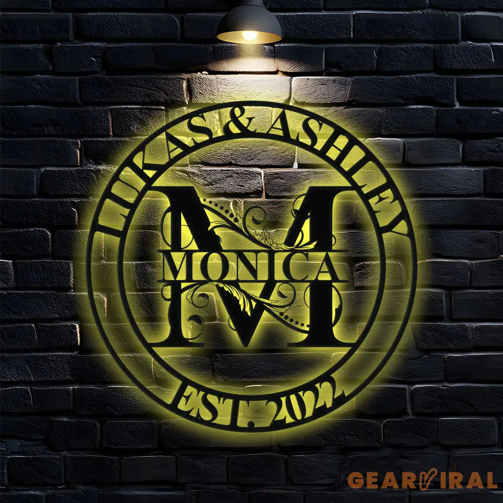 Personalized Couple Family Name Metal Sign - Last Name Initial Hanging - Personalize Metal Sign - Metal Decor - Wall