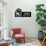 Personalized Couple Kissing Bride and Groom LED Sign - Metal Address Sign - House Number Hanging Wall Sign - Address