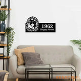 Personalized Couple Kissing Bride and Groom LED Sign - Metal Address Sign - House Number Hanging Wall Sign - Address