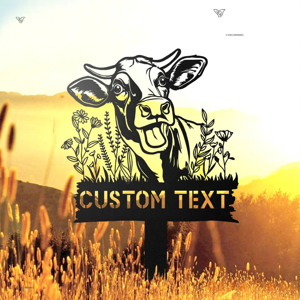 Personalized Cow Yard Stake - Cow Farmhouse Yard Decor - Farmer Name Sign - Custom Cow Sign with Stake | GearViral