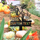 Personalized Cow Yard Stake - Cow Farmhouse Yard Decor - Farmer Name Sign - Custom Cow Sign with Stake | GearViral