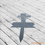 Personalized Cross With Praying Pand Memorial Stake - Dad Loss - Mom Loss - Religion Metal Stake | GearViral