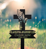 Personalized Cross With Praying Pand Memorial Stake - Dad Loss - Mom Loss - Religion Metal Stake | GearViral